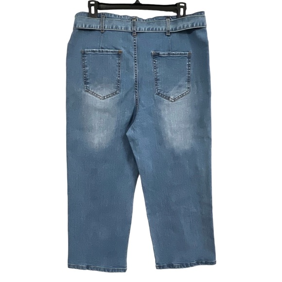 C&V Chelsea & Violet Women’s Blue Jeans Size 30 Stretch Cropped Button Fly Belt - Picture 5 of 9
